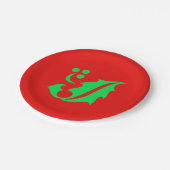 クリスマスホリーレッドグリーン4ゲリ ペーパープレート (アングル)