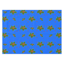 クリスマスホリーレッドベリーパターンフェスティバルブルー テーブルクロス