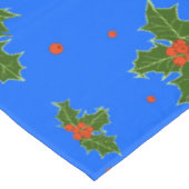 クリスマスホリーレッドベリーパターンフェスティバルブルー テーブルクロス (アングル)