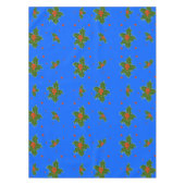 クリスマスホリーレッドベリーパターンフェスティバルブルー テーブルクロス (正面)