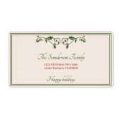 クリスマスホリーレッドベリーホリデイ差出人住所 ラベル (正面)