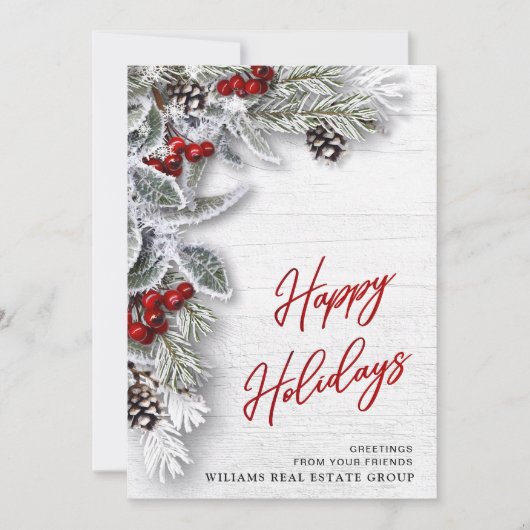 クリスマスホリー企業のホリデーグリーティングカード シーズンカード (正面)