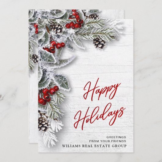 クリスマスホリー企業のホリデーグリーティングカード シーズンカード (正面/裏面)