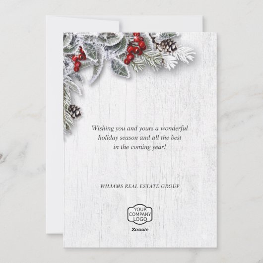 クリスマスホリー企業のホリデーグリーティングカード シーズンカード (裏面)
