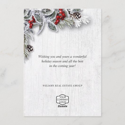 クリスマスホリー企業のホリデーグリーティングカード シーズンカード (裏面)