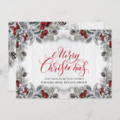 クリスマスホリー企業のホリデーグリーティングカード シーズンカード (正面/裏面)