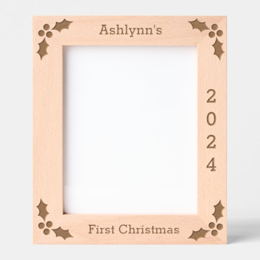 クリスマスホリー初めてのクリスマス レーザー彫刻フレーム (正面)