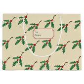 クリスマスホリー名タグ抱き枕 ラージペーパーバッグ (正面)