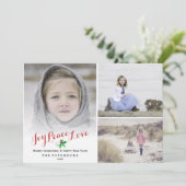 クリスマスホリー喜び平和ラブフォトコラージュ シーズンカード (スタンド正面)