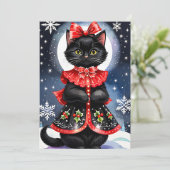 クリスマスホリー姿の黒猫 シーズンカード (スタンド正面)