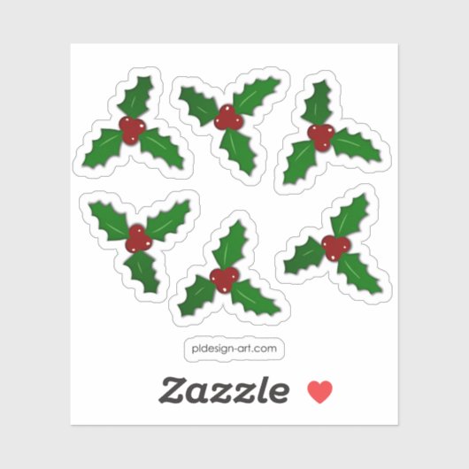 クリスマスホリー小枝レッド緑の休日の装飾 シール (シート)