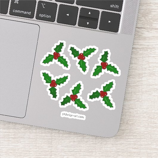 クリスマスホリー小枝レッド緑の休日の装飾 シール (詳細)