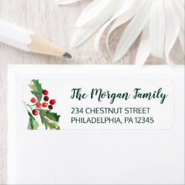 クリスマスホリー差出人住所ラベル ラベル