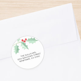 クリスマスホリー差出人住所 ラウンドシール