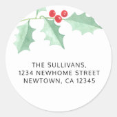 クリスマスホリー差出人住所 ラウンドシール (正面)