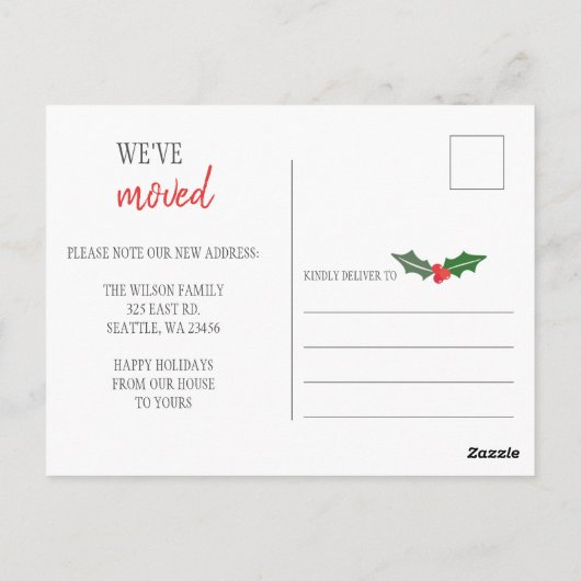 クリスマスホリー引っ越しました休日の引越し写真 ポストカード (裏面)