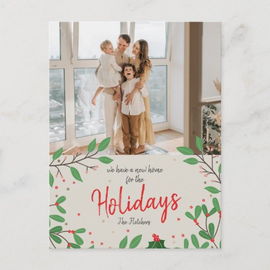 クリスマスホリー引っ越しました休日の引越し写真 ポストカード (正面)