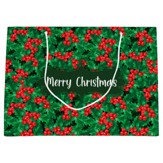 クリスマスホリー抱き枕 ラージペーパーバッグ (正面)