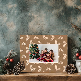 クリスマスホリー木製 レーザー彫刻フレーム