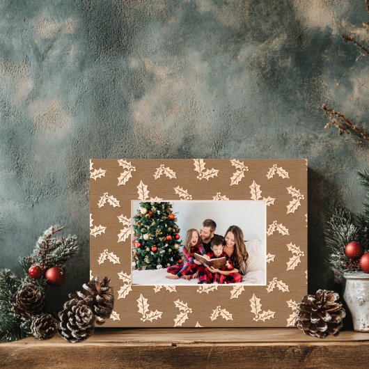 クリスマスホリー木製 レーザー彫刻フレーム
