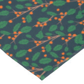 クリスマスホリー植物緑のネイビーブルー テーブルクロス (アングル)