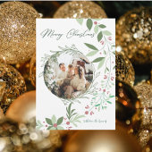 クリスマスホリー植物緑の写真海軍 エンクロージャーカード