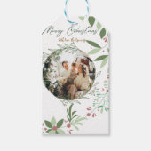クリスマスホリー植物緑の写真海軍 ギフトタグ (正面)