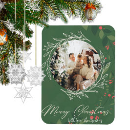 クリスマスホリー植物緑の写真海軍 マグネット