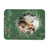 クリスマスホリー植物緑の写真海軍 マグネット (横)