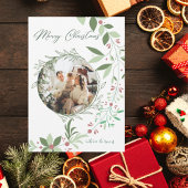 クリスマスホリー植物緑の写真海軍 招待状