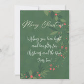 クリスマスホリー植物緑の写真海軍 招待状 (裏面)