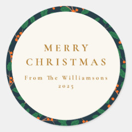 クリスマスホリー植物緑カスタム園 ラウンドシール