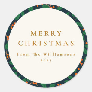 クリスマスホリー植物緑カスタム園 ラウンドシール