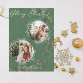 クリスマスホリー植物緑2写真海軍 シーズンカード