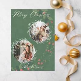 クリスマスホリー植物緑2写真海軍 シーズンカード