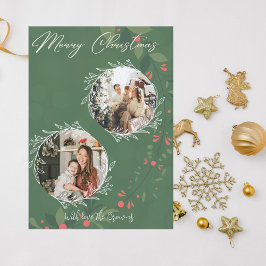 クリスマスホリー植物緑2写真海軍 シーズンカード