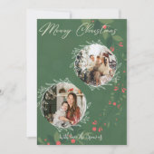 クリスマスホリー植物緑2写真海軍 シーズンカード (正面)
