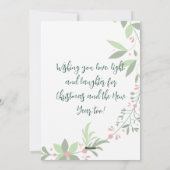 クリスマスホリー植物緑2写真海軍 シーズンカード (裏面)