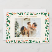 クリスマスホリー植物緑2枚フォトレトロ シーズンカード (正面)