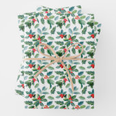 クリスマスホリー模様の包み紙 ラッピングペーパーシート (インサイチュ)