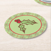 クリスマスホリー紙コースター ラウンドペーパーコースター (アングル)