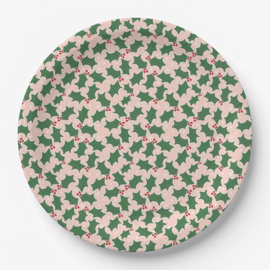 クリスマスホリー紙プレート ペーパープレート (正面)