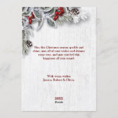 クリスマスホリー素朴パインフォトホリデーカード シーズンカード (裏面)