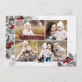 クリスマスホリー素朴パイン4写真あいさつ シーズンカード (裏面)