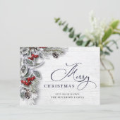 クリスマスホリー素朴パイン4写真あいさつ シーズンカード (スタンド正面)