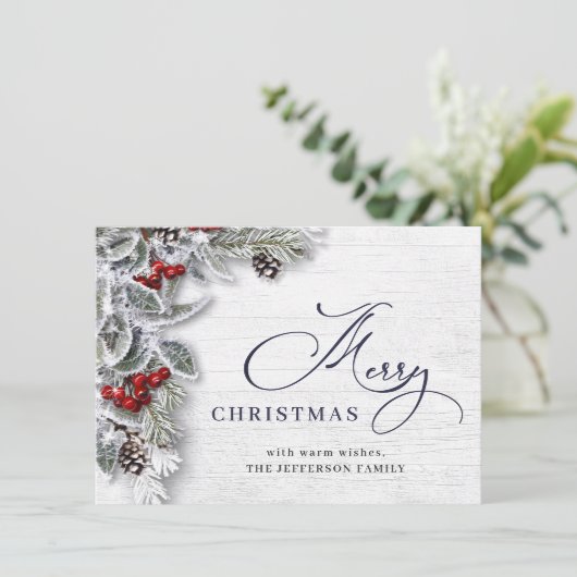 クリスマスホリー素朴パイン4写真あいさつ シーズンカード (スタンド正面)