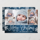 クリスマスホリー素朴ベリー5フォトグリーティングカード シーズンカード (正面/裏面)