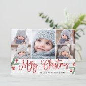 クリスマスホリー素朴ベリー5フォトグリーティングカード シーズンカード (スタンド正面)