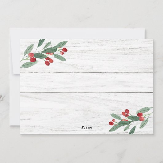 クリスマスホリー素朴ベリー5フォトグリーティングカード シーズンカード (裏面)
