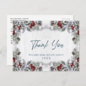 クリスマスホリー素朴ベリ企業のーありがとう ポストカード (正面/裏面)